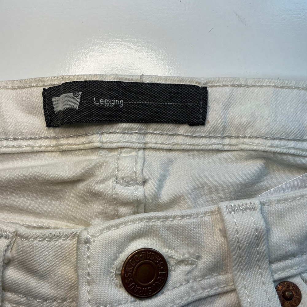 Levis Womens White Denim Leggings Skinny Jeans Stretch 30x30 Cotton Blend - Picture 10 of 12